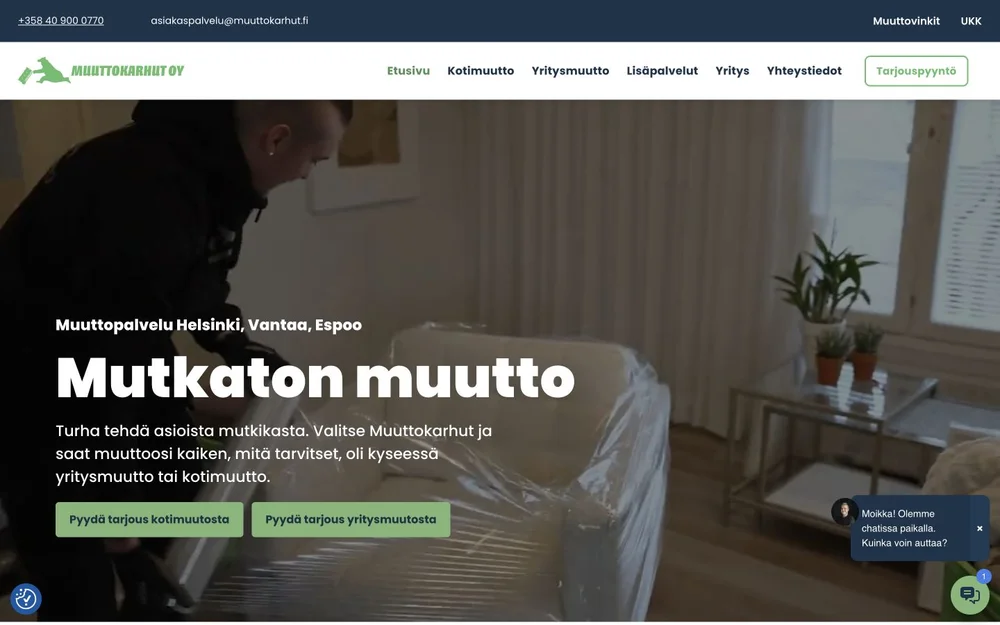 Muuttokarhujen etusivu tietokoneella